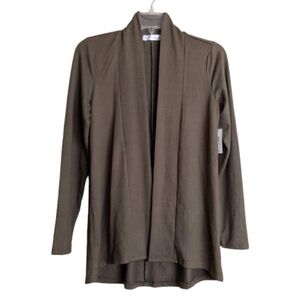 Retrology Soft Cardigan Sweater Olive Green Open Front Size S